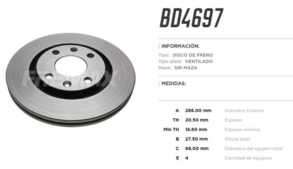 DISCO DE FRENO CITROENT BX/XANTIA/BERLINGO/ZX/XSARA PG 405