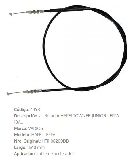 CABLE DE ACELERADOR ASIA TOWNER 1.0/EFFA CARGO 1.0