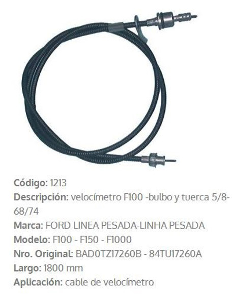 CABLE CUENTA KILOMETRO FORD F100/F150/F1000 HASTA 1987