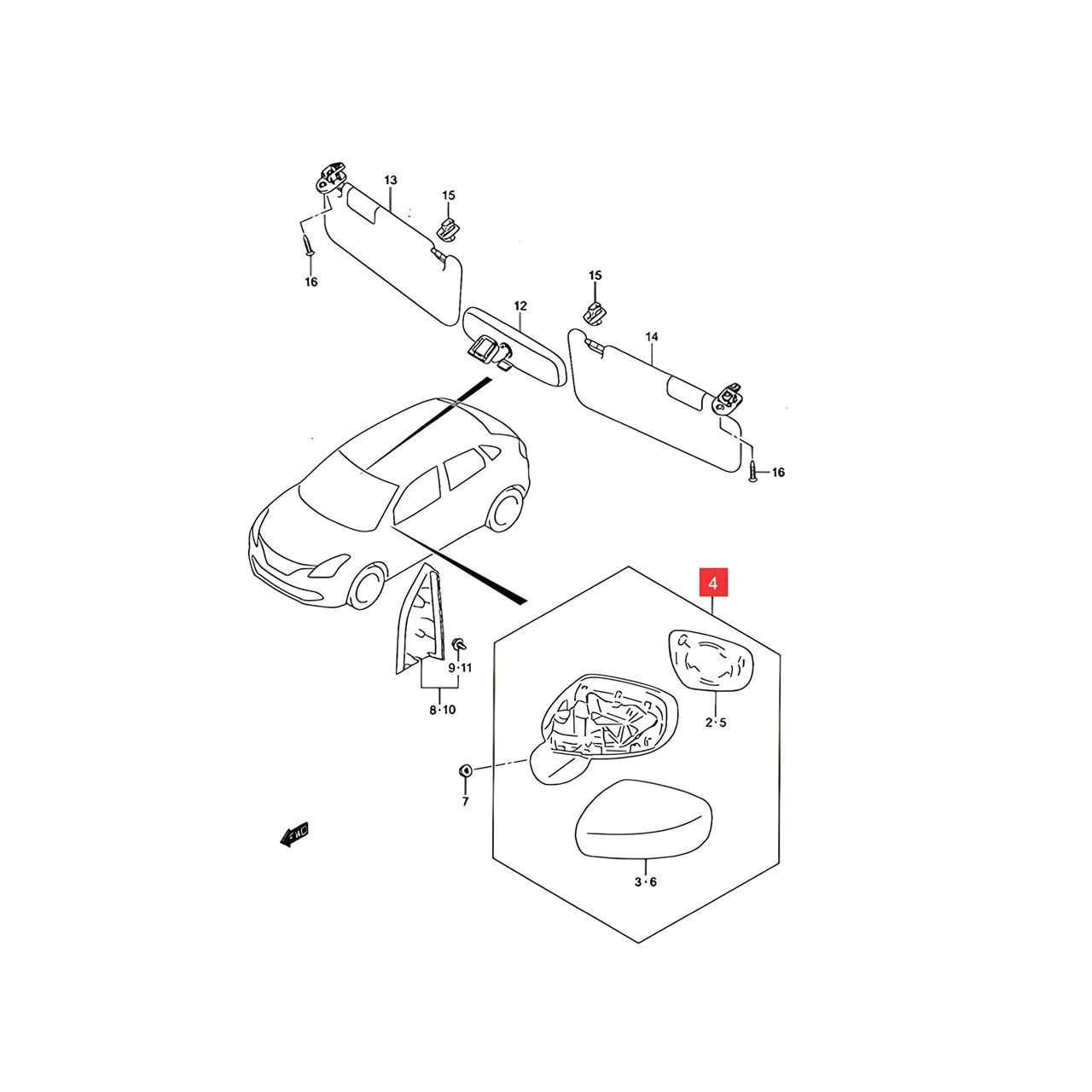 ESPEJO EXT. IZQ. MANUAL SIN CONTROL -ORIGINAL-