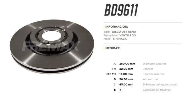 DISCO DE FRENO DELANTERO VW GOL/SAVEIRO G6 2013