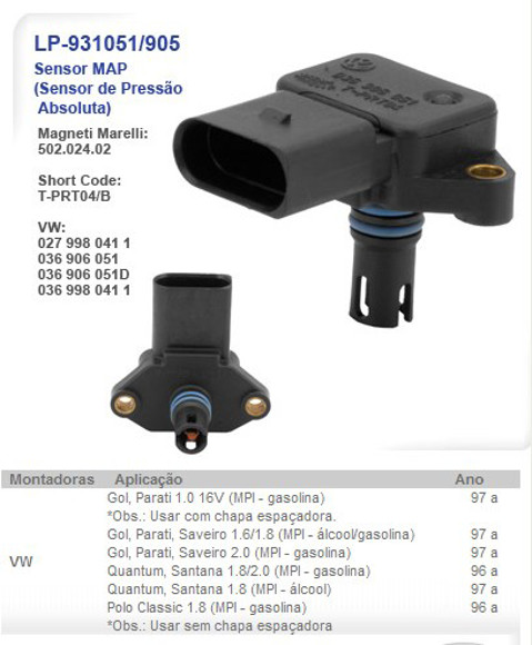 SENSOR MAP VW GOL 1.0/1.6/1.8/2.0 MPI 1997 EN ADELANTE