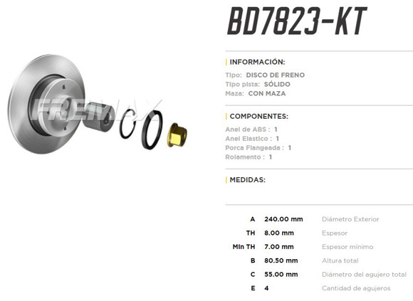 DISCO DE FRENO TRASERO RENAULT MEGANE/CLIO 16V (KIT)