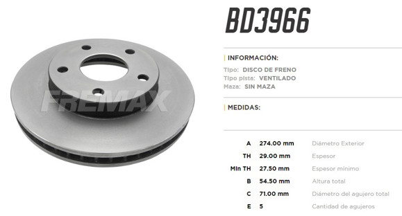 DISCO DE FRENO DE CHEVROLET S10/BLAZER 4X4 1998-2005