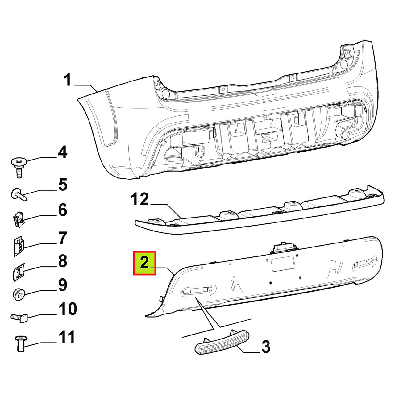 SPOILER SUP. PARAGOLPE TRAS. S/AGUJ. SENSOR -ORIGINAL