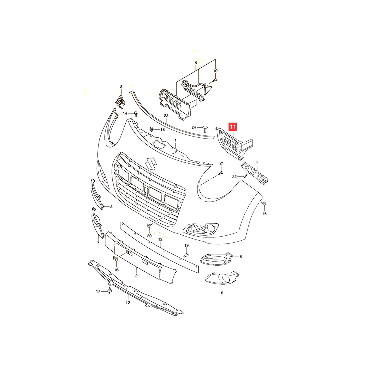 REJILLA INTERIOR INF. PARAGOLPE DELT. -ORIGINAL