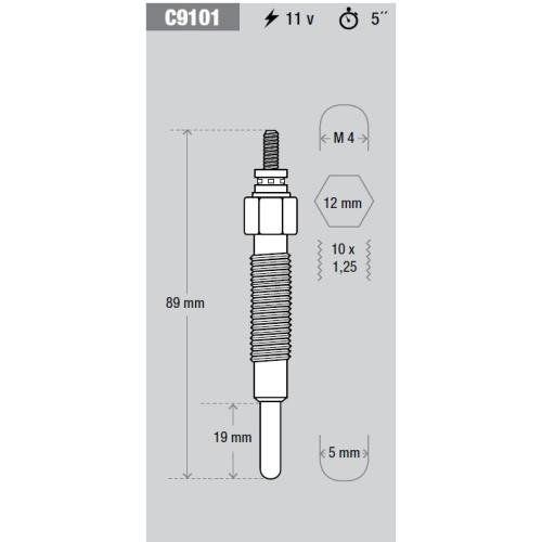 CALENTADOR NISSAN CAMIONETA LD23 TD27 KESEL 0250202093 89/19MM 11V