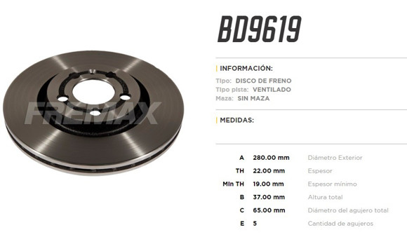 DISCO DE FRENO DELANTERO VW FOX/CROSSFOX 1.6 2006
