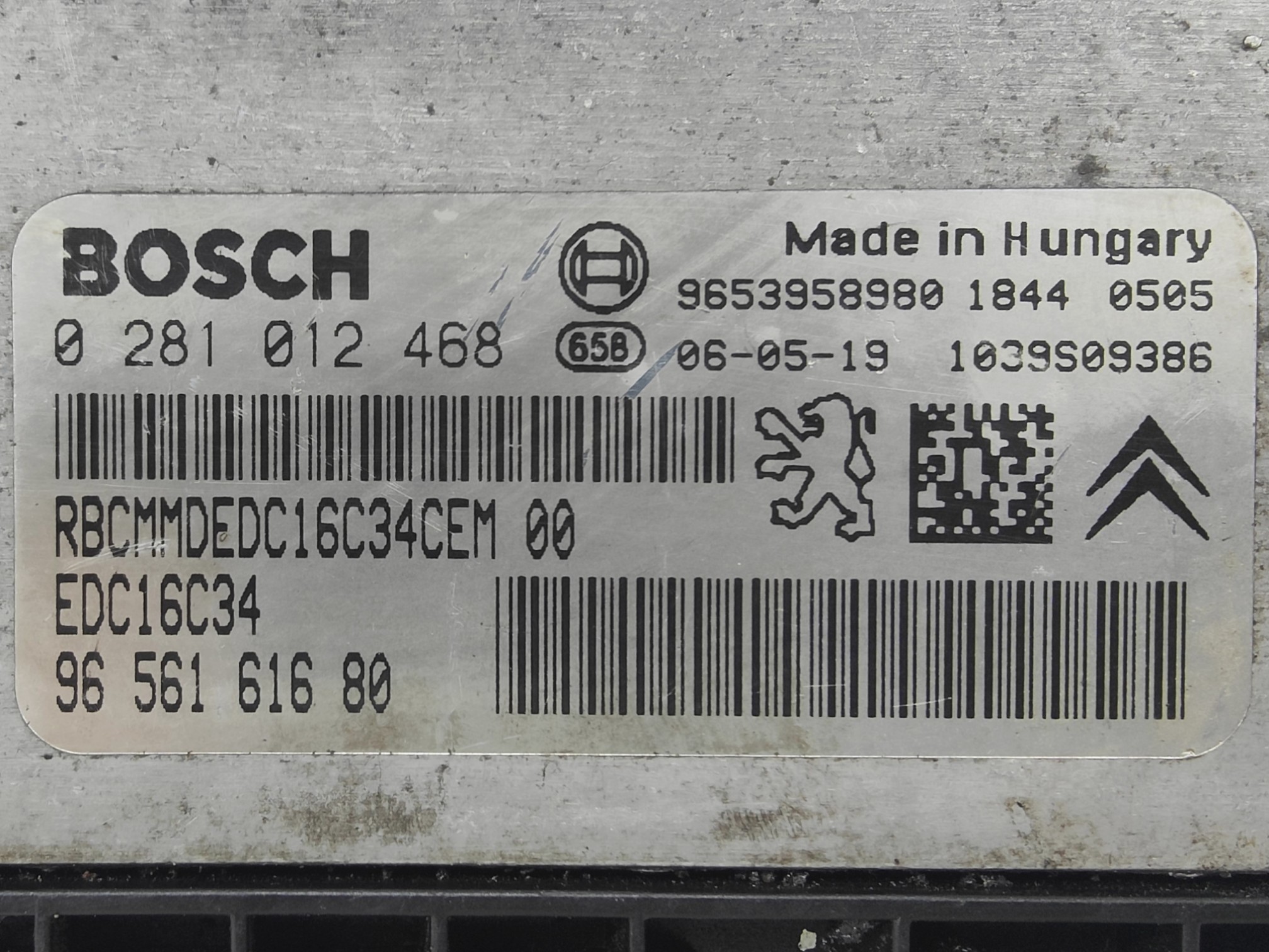 ECU de motor Citroen XSARA PICASSO 1.6 HDI 2006, Ref: 10969-K3B9
