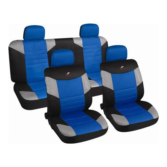 JUEGO DE FUNDAS CUBRE ASIENTO COLOR NEGRO, AZUL Y GRIS