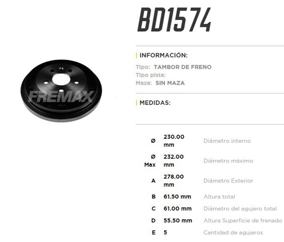 CAMPANA FRENO TRAS GM TRACKER 1.0/1.2T 20