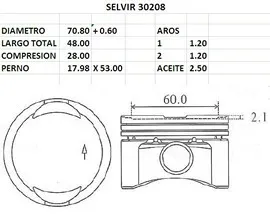 PISTONES 70.80mm FIAT FIRE 1.3 N 8V 0.60 EUROSUN