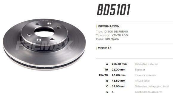 DISCO DE FRENO HYUNDAI ACCENT 2006-2011 KIA RIO 2006-