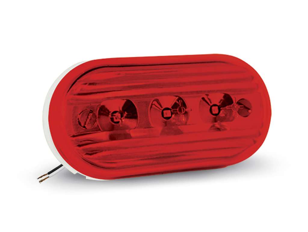 Faro lateral ovalado rojo con soporte LED 12/24V