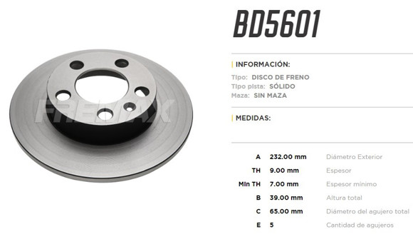 DISCO DE FRENO VW GOLF 4/BORA 97-/NEW BEETLE/AUDI A3