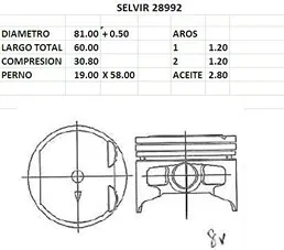 Juego de pistones de motor
