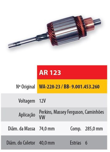 INDUCIDO 12V WAPSA MASSEY FERGUSON/PERKINS (285X74X6X40)