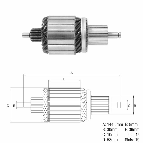 INDUCIDO 12V BOSCH FORD F250/350 (144,5X58X14X30)
