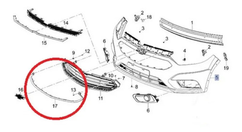 Moldura Careta Inferior Plata Chevrolet Onix Ltz 2017