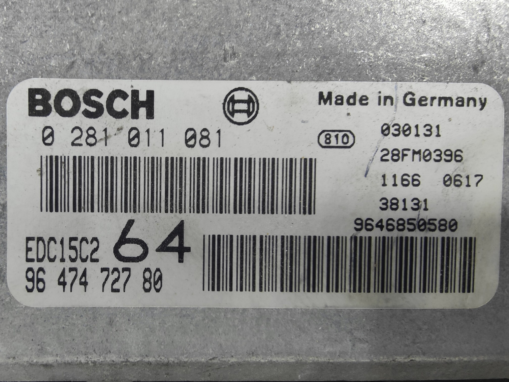 ECU de motor Peugeot 307 2.0 HDI 2002, Ref: 10859-K3B2