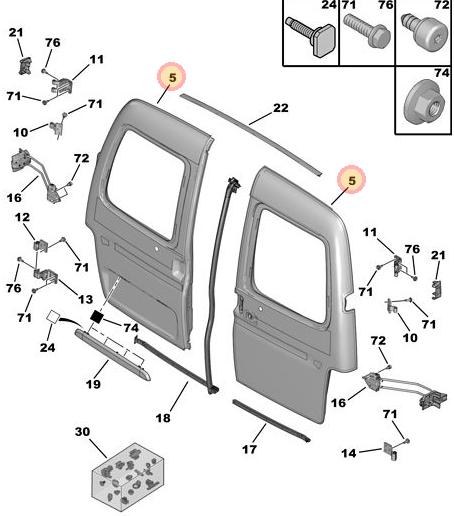 PUERTA TRASERO DERECHO CITROEN BERLINGO [ORIGINAL PSA]