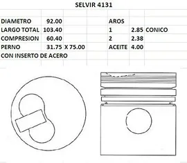 PISTONES 92mm ASIA TOPIC STD CON INSERTO
