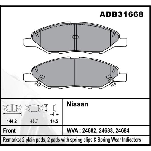 JGO. PASTILLAS FRENO NISSAN TIIDA DEL. ByD F3 2015... 143.6x48.5x14.30mm  COMLINE