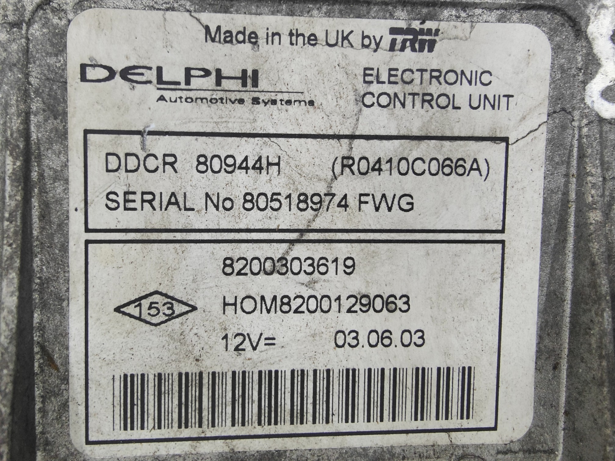 ECU de motor Renault Clio 1.5 dci , Ref: 8317-K3A5