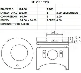 PISTONES 104mm HYUNDAI-MITSUBISHI 4D32 STD
