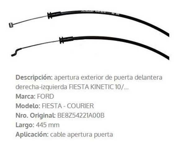 CABLE APERTURA PUERTA DELANTERO DER/IZQ FORD FIESTA KINETIC