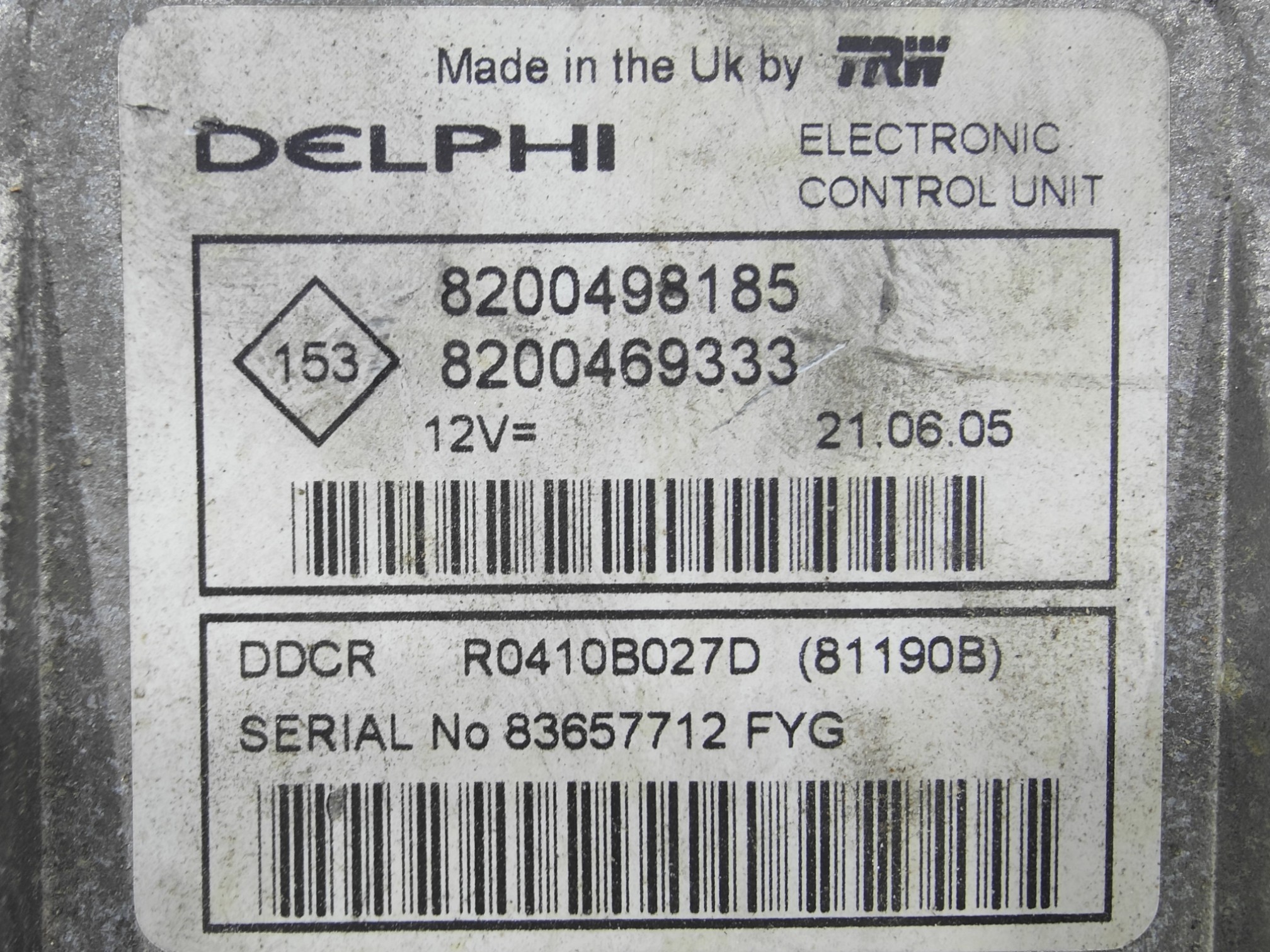 ECU de motor Renault KANGOO I 1.5 DCI 65HP , Ref: 8279-K3B11