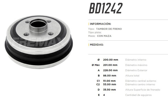 CAMPANA DE FRENO CHEVROLET CORSA 2002-228MM