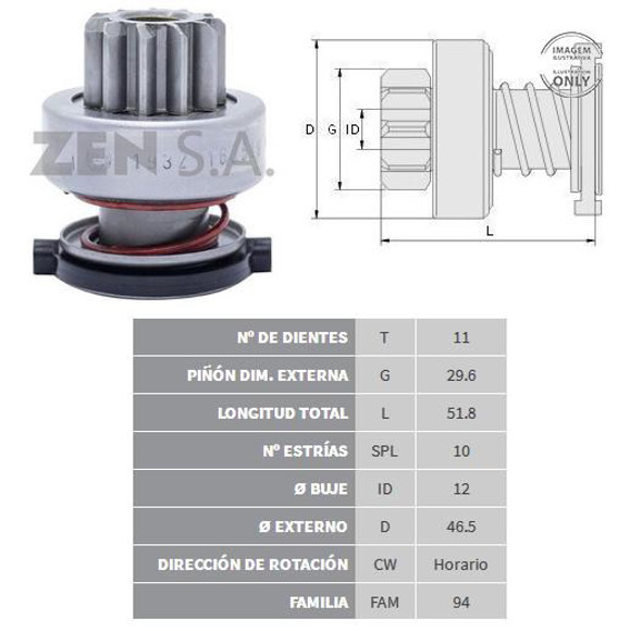 BENDIX DE ARRANQUE HYUNDAI CRETA/KIA SOUL 1.6 16V (11D 10E)
