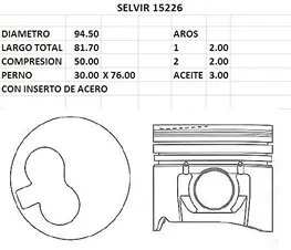 PISTONES 94.50mm KIA 2700 STD C/INSERTO EUROSUN