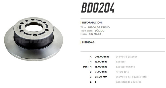 DISCO DE FRENO TRASERO M-BENZ SPRINTER 2019