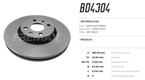 DISCO DE FRENO RENAULT MEGANE/SCENIC/LAGUNA 1999