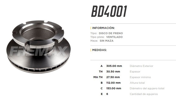 DISCO DE FRENO FORD F4000 1995-1998