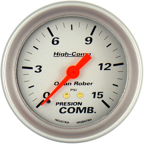 MANOMETRO DE COMBUSTIBLE ESCALA: 0-15 PSI FONDO GRIS