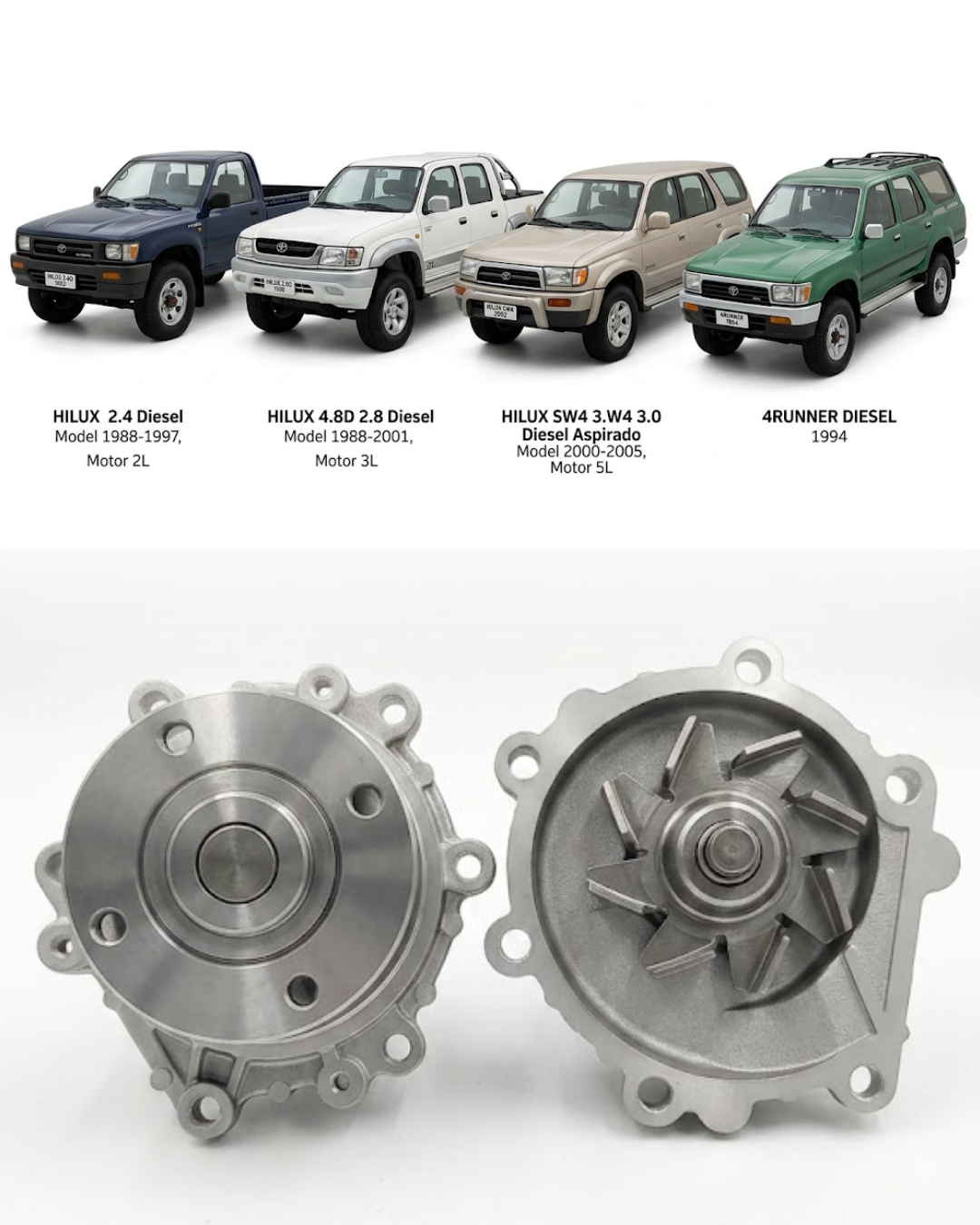 Bomba de Agua GMB – Toyota Hilux 2.4 / 2.8 / 3.0 Diesel (Modelos 1988 a 2005)