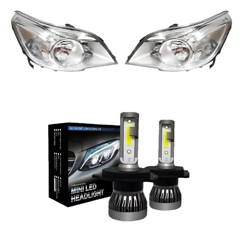 Kit Semiopticas Chevrolet Agile Led H4 Corta Larga