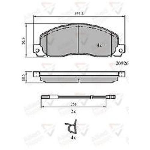 JGO. PASTILLAS FRENO RENAULT TRAFIC 85.... 156X56X18MM (20926)
