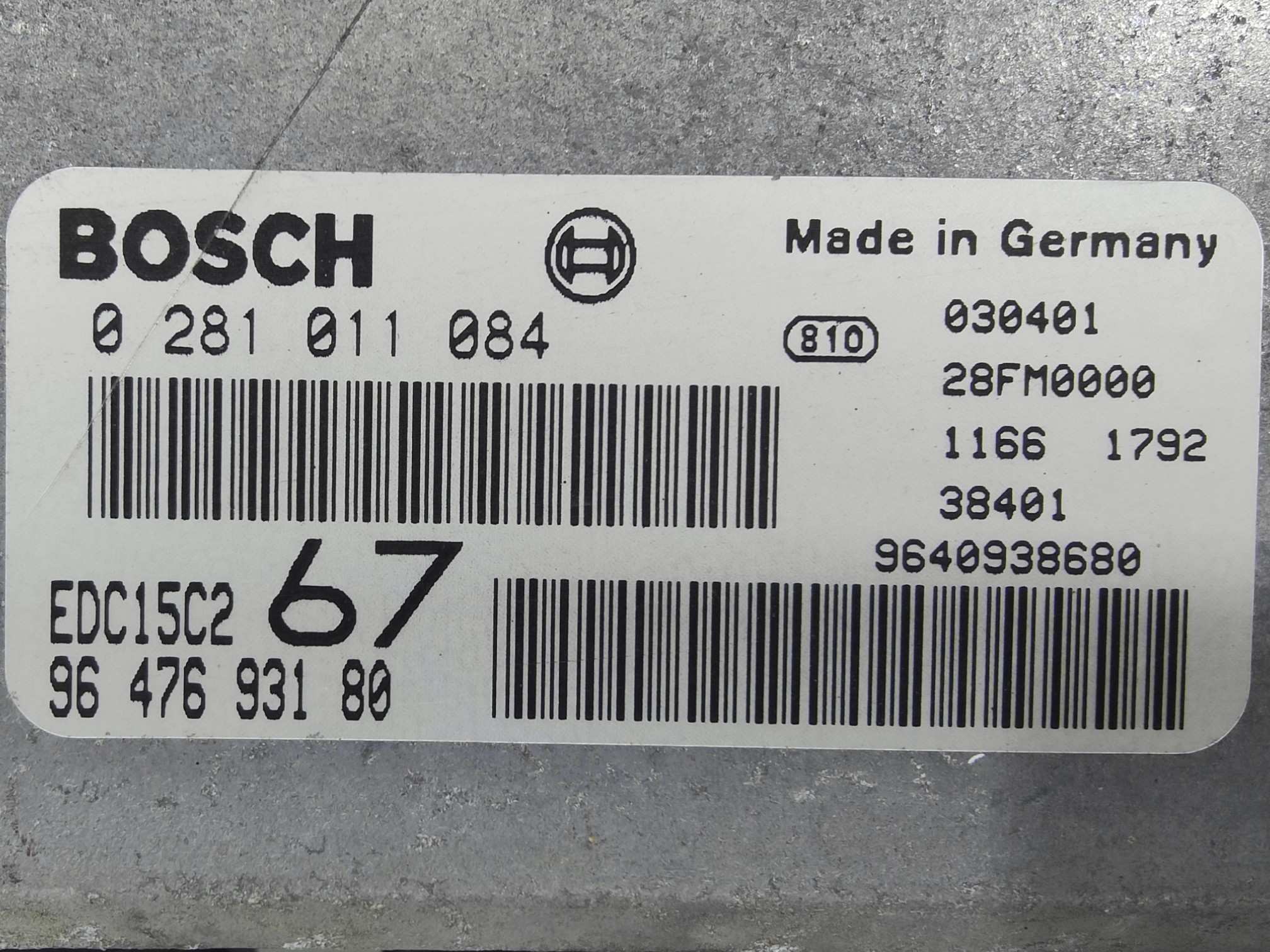 ECU de motor Citroen XSARA PICASSO I 2.0 HDI 66KW 90CV 2003, Ref: 8374-K3C6