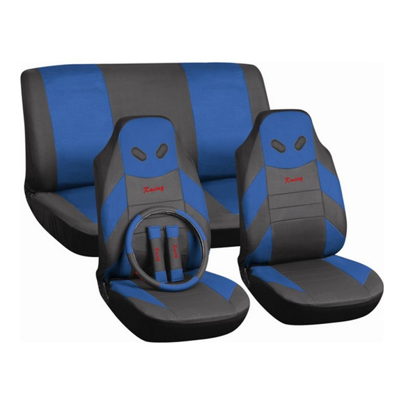 KIT JUEGO DE FUNDAS CUBRE ASIENTO + CUBRE VOLANTE