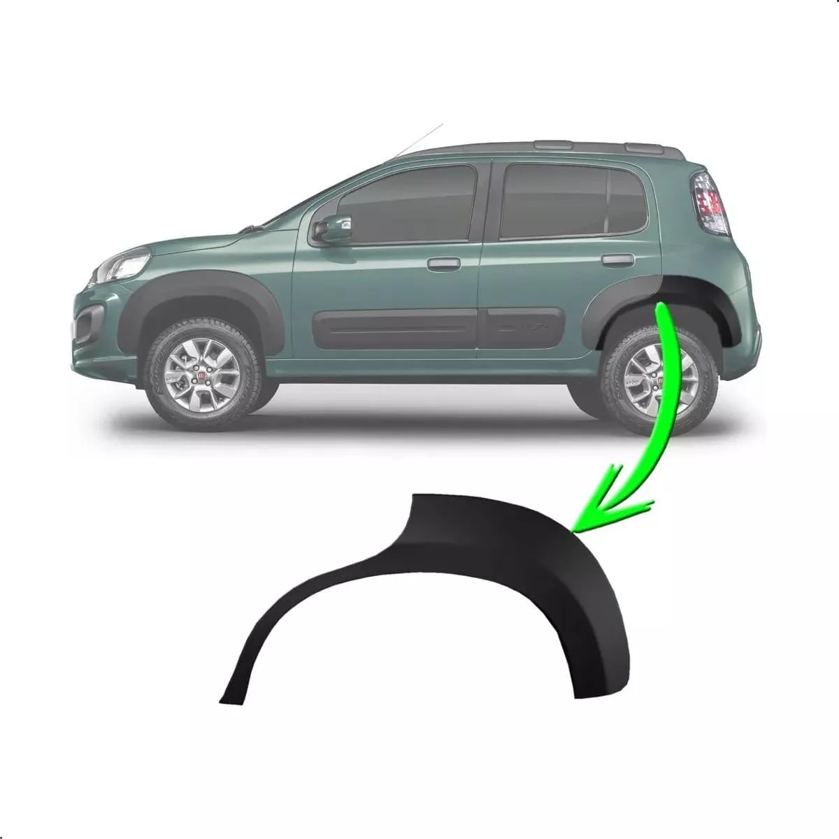MOLDURA GUARDABARRO TRASERO IZQUIERDO FIAT UNO EVO WAY 2017 PARTE TRASERA [ORIGINAL FIAT]