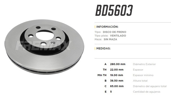 DISCO DE FRENO VW GOLF 4/AUDI A3 1.8I 20V/BORA 1.8I/1.9TDI