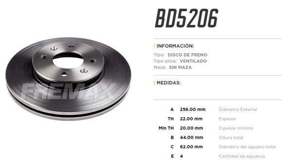 DISCO DE FRENO HYUNDAI HB20 1.6 13-/ACCENT 12-KIA RIO 11-