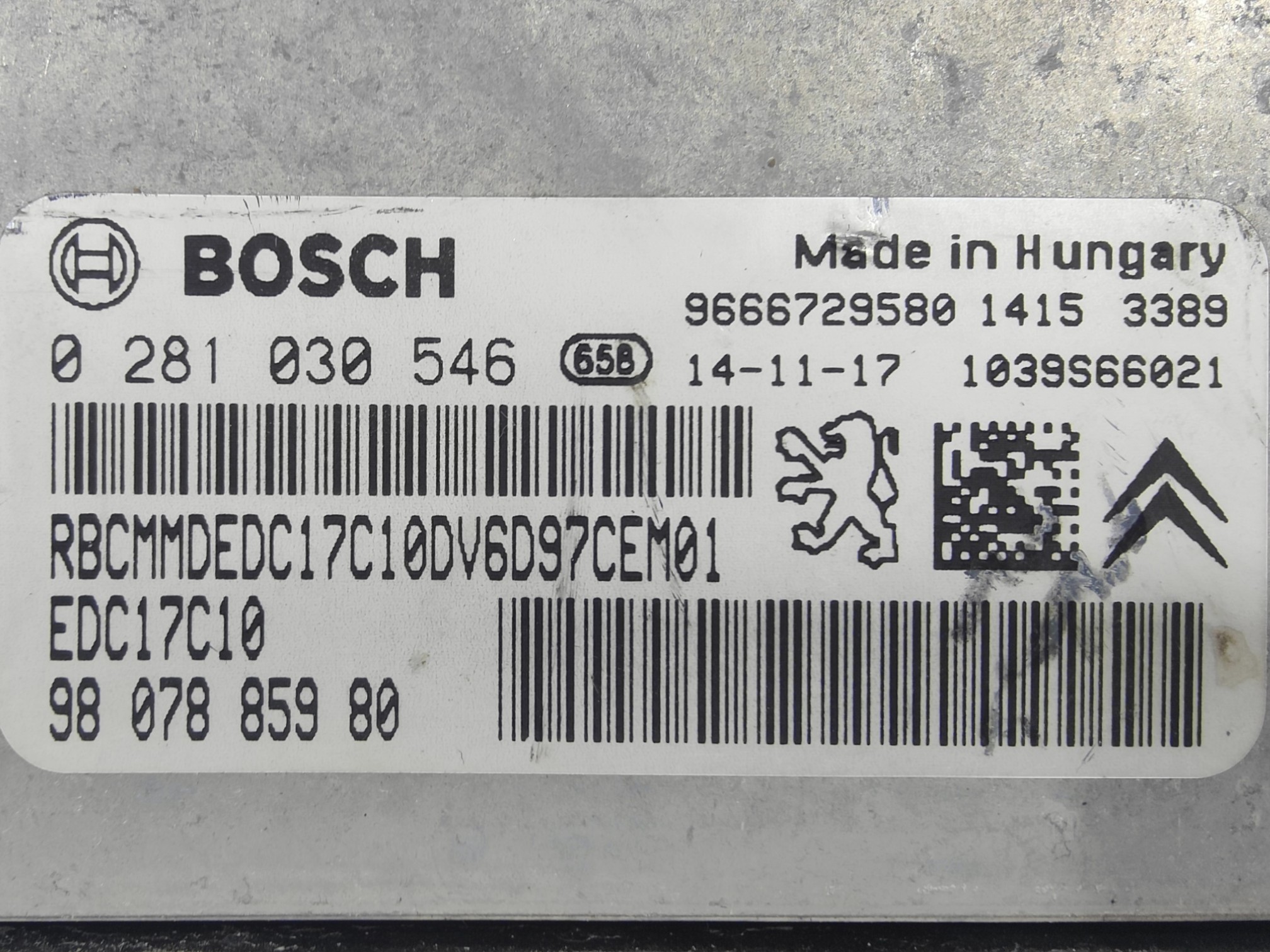ECU de motor Peugeot Citroen 1.6 HDI 2014, Ref: 10903-K3B6