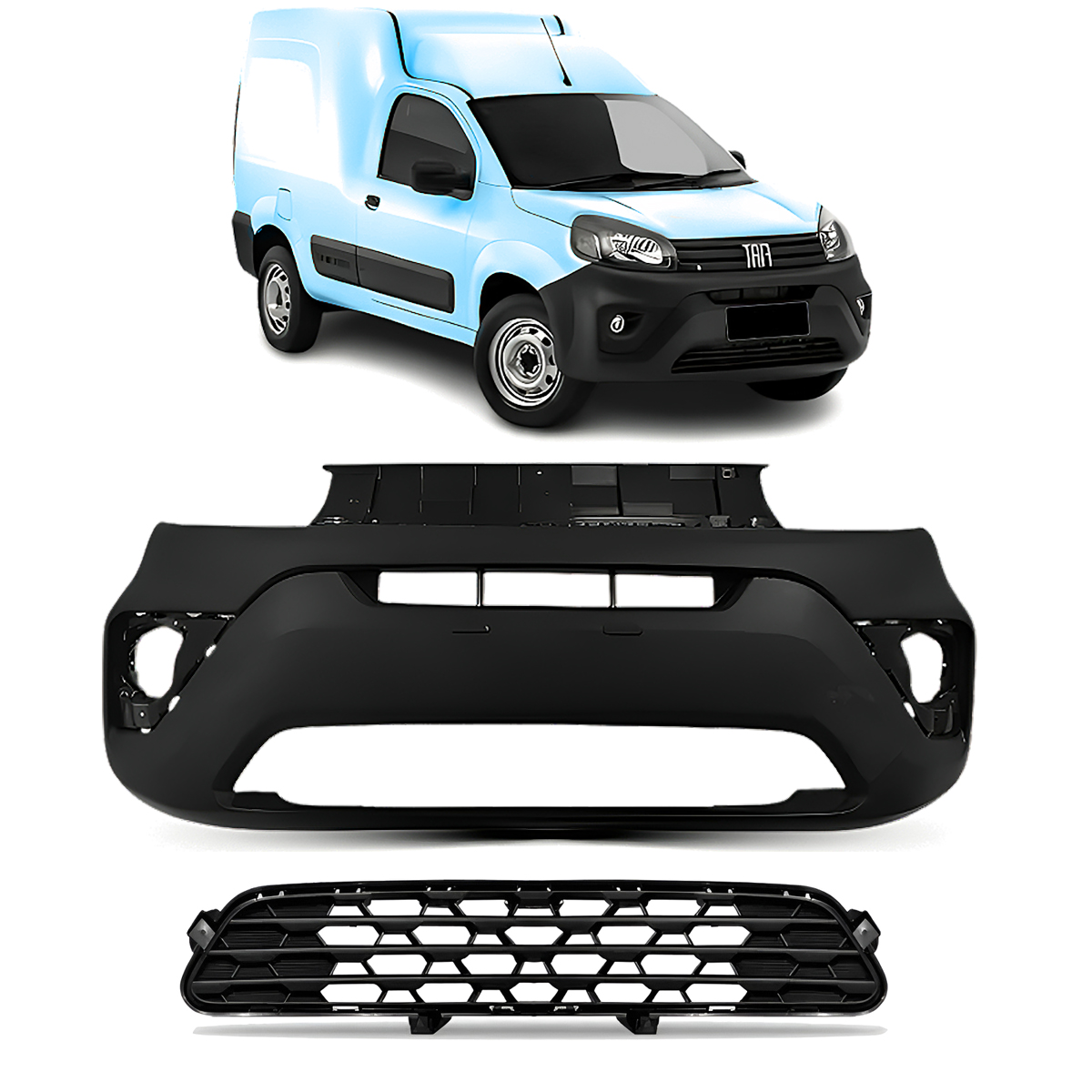 Kit Paragolpe Delantero + Rejilla Central Fiat Fiorino 2022