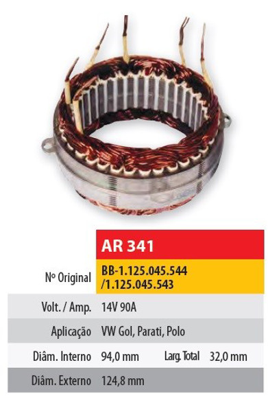 ESTATOR 12V 90AMP VOLKSWAGEN GOL/PARATI/POLO (94X124,8X32)