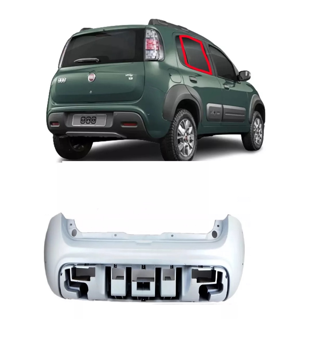PARAGOLPE TRASERO FIAT UNO EVO WAY 2017 [ORIGINAL FIAT]